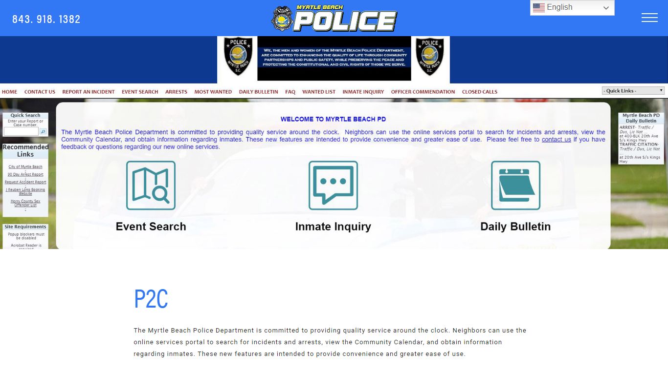 P2C - Online Services Portal - Myrtle Beach Police Department In SC